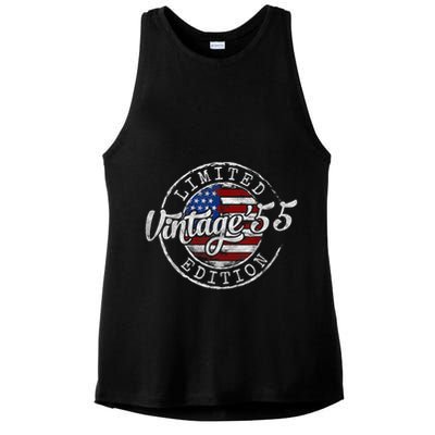 Vintage 1955 70th Birthday 70 Year Old Ladies PosiCharge Tri-Blend Wicking Tank