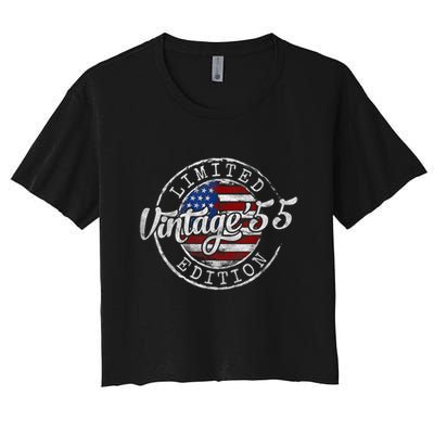 Vintage 1955 70th Birthday 70 Year Old Women's Crop Top Tee