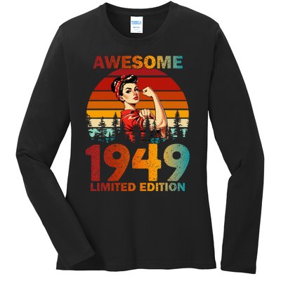 Vintage 1949 75 Years Old 75th Birthday For Women Ladies Long Sleeve Shirt