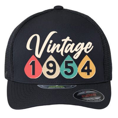 Vintage 1954 70th Birthday Retro Teardrop Design Flexfit Unipanel Trucker Cap