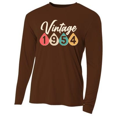 Vintage 1954 70th Birthday Retro Teardrop Design Cooling Performance Long Sleeve Crew