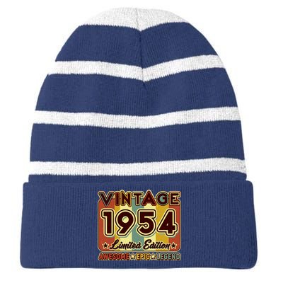 Vintage 1954 70th Birthday Limited Edition Awesome Epic Legend Striped Beanie with Solid Band