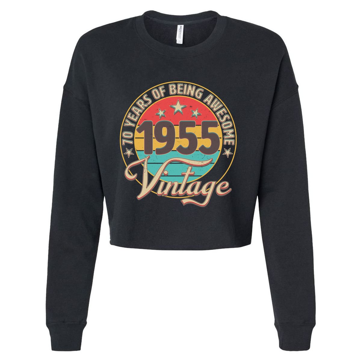 Vintage 1955 70 Years Of Being Awesome Cropped Pullover Crew
