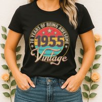 Vintage 1955 70 Years Of Being Awesome Womens T-Shirt