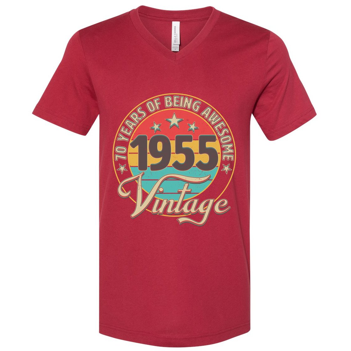 Vintage 1955 70 Years Of Being Awesome V-Neck T-Shirt