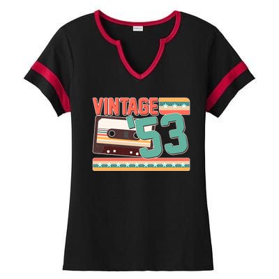 Vintage 1953 70th Birthday Cassette Tape Ladies Halftime Notch Neck Tee