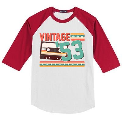 Vintage 1953 70th Birthday Cassette Tape Kids Colorblock Raglan Jersey