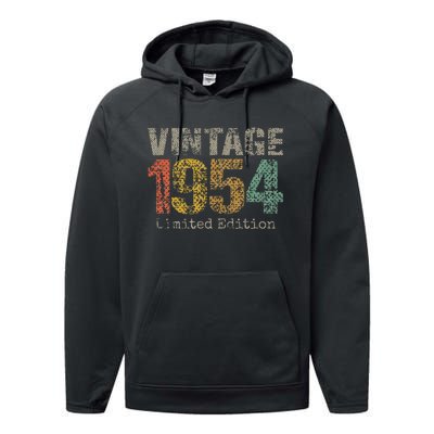 Vintage 1954 70th Birthday Gifts 70 Year Old Performance Fleece Hoodie