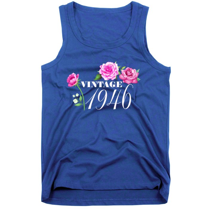 Vintage 1946 76 Years Old Flowers Birthday Funny Gift Gift Tank Top