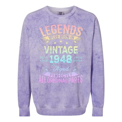 Vintage 1948 76th Birthday Bday 76 Year Old Retro Costume Colorblast Crewneck Sweatshirt