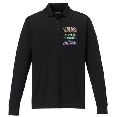 Vintage 1948 76th Birthday Bday 76 Year Old Retro Costume Performance Long Sleeve Polo