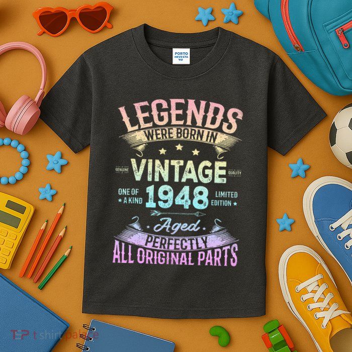 Vintage 1948 76th Birthday Bday 76 Year Old Retro Costume Kids T-Shirt