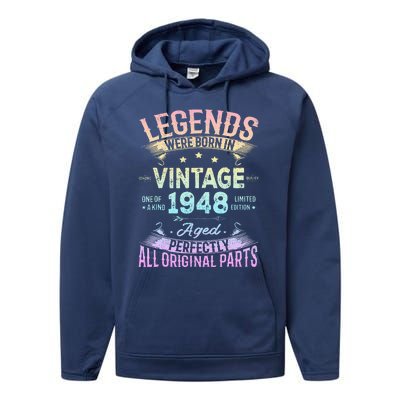 Vintage 1948 76th Birthday Bday 76 Year Old Retro Costume Performance Fleece Hoodie