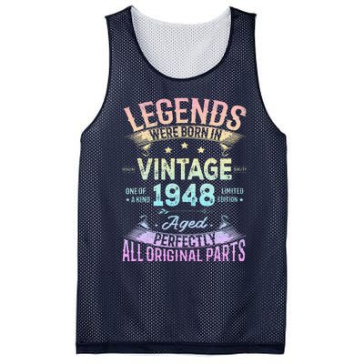 Vintage 1948 76th Birthday Bday 76 Year Old Retro Costume Mesh Reversible Basketball Jersey Tank