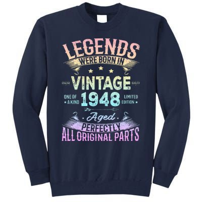 Vintage 1948 76th Birthday Bday 76 Year Old Retro Costume Tall Sweatshirt