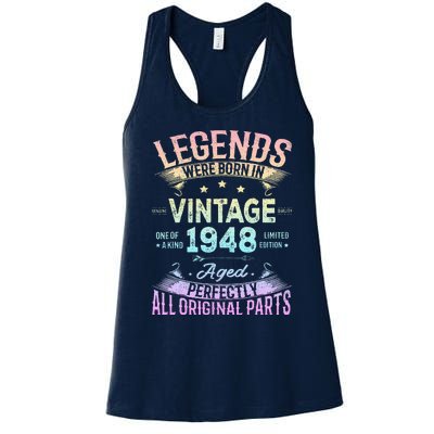 Vintage 1948 76th Birthday Bday 76 Year Old Retro Costume Women's Racerback Tank