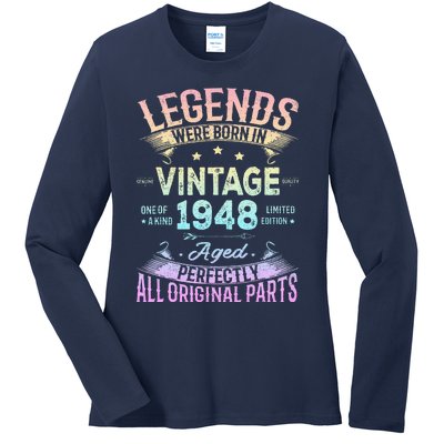 Vintage 1948 76th Birthday Bday 76 Year Old Retro Costume Ladies Long Sleeve Shirt