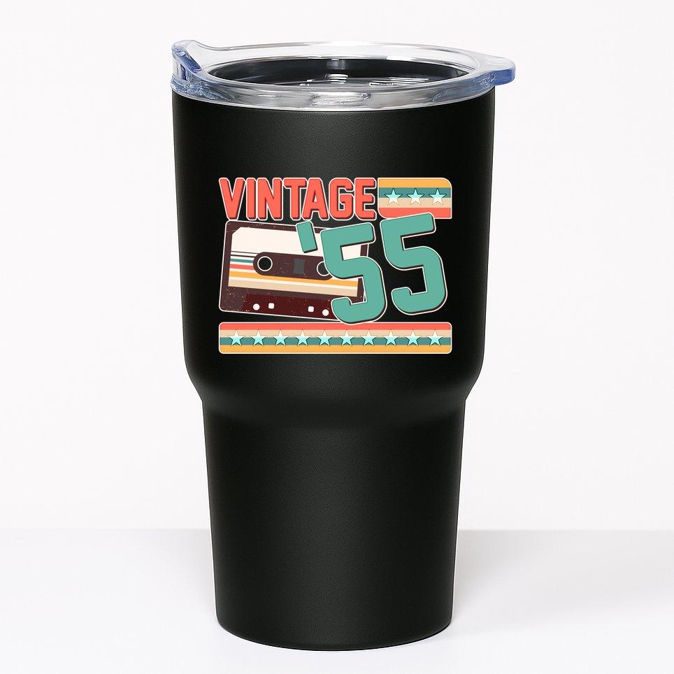 Vintage 1955 70th Birthday Cassette Tape Tumbler