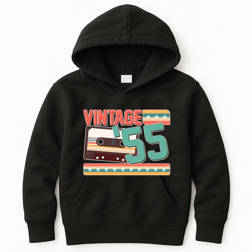 Vintage 1955 70th Birthday Cassette Tape Kids Hoodie