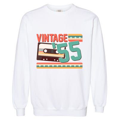 Vintage 1955 70th Birthday Cassette Tape Garment-Dyed Sweatshirt