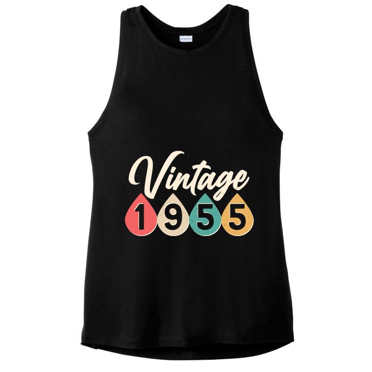 Vintage 1955 70th Birthday Retro Teardrop Design Ladies PosiCharge Tri-Blend Wicking Tank