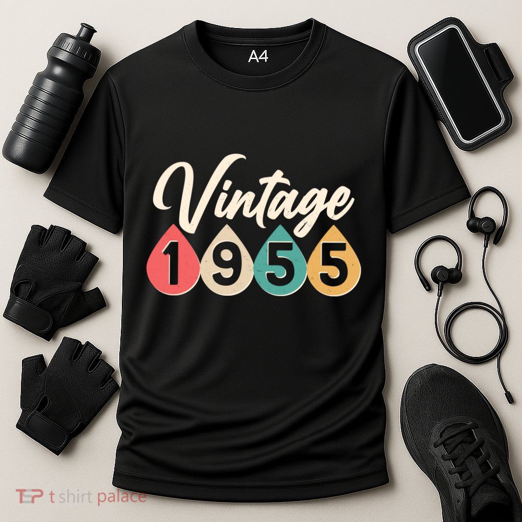 Vintage 1955 70th Birthday Retro Teardrop Design Performance Shirt