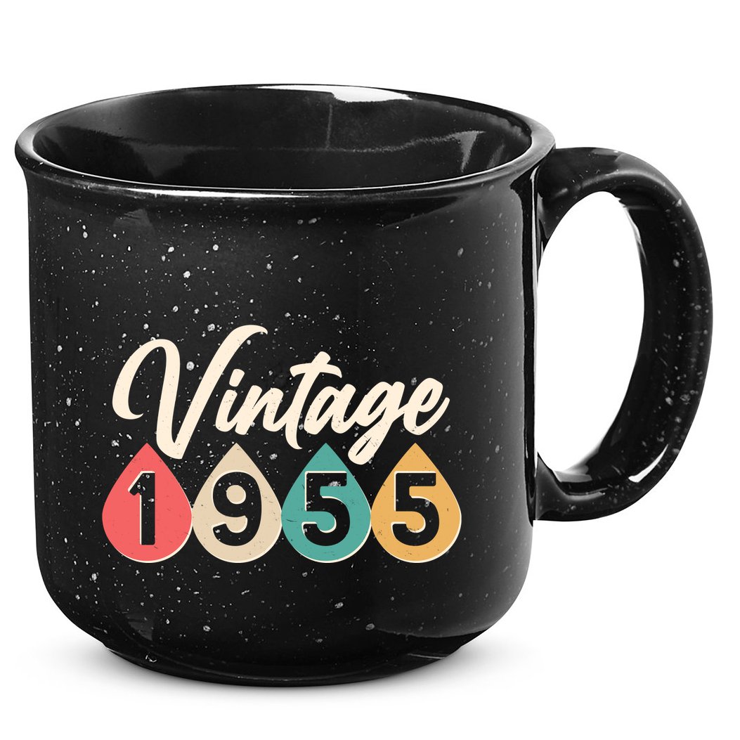 Vintage 1955 70th Birthday Retro Teardrop Design 15oz Campfire Ceramic Mug