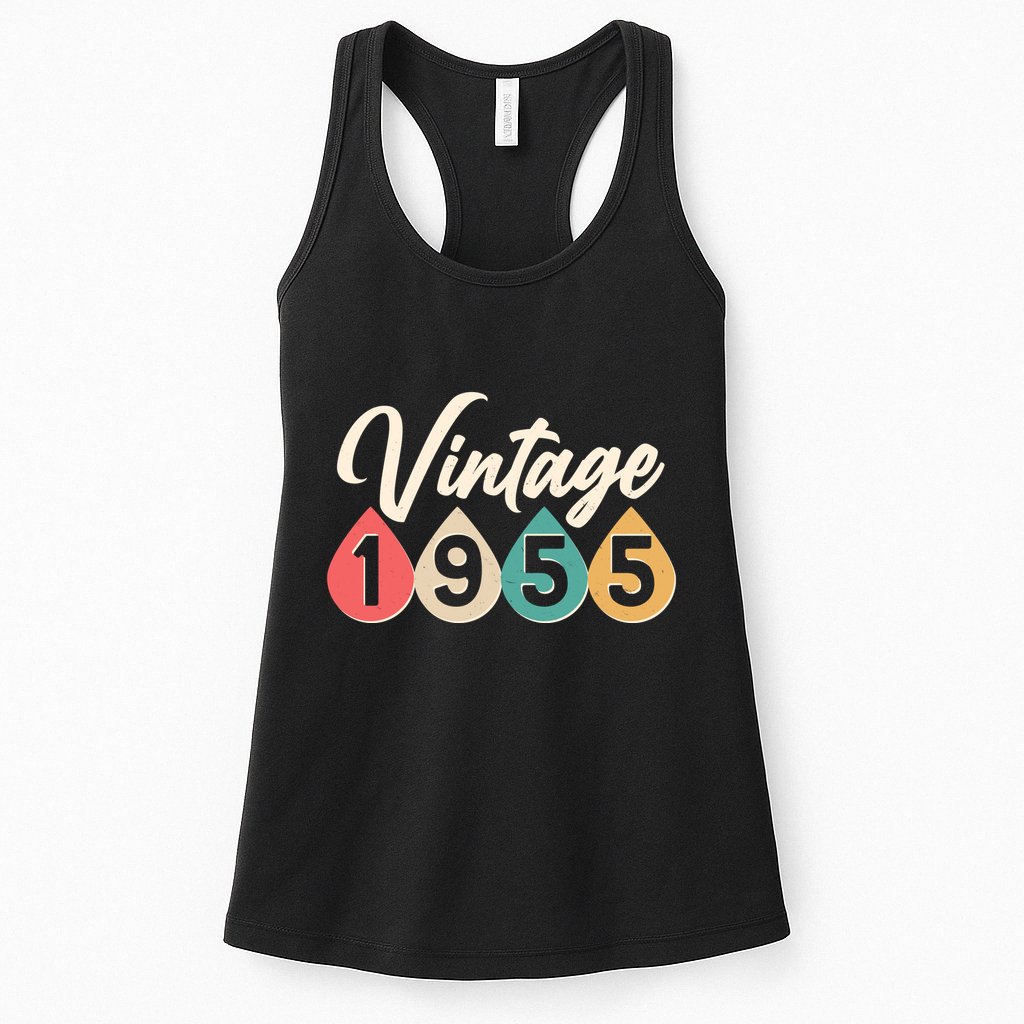 Vintage 1955 70th Birthday Retro Teardrop Design Womens Tank Top