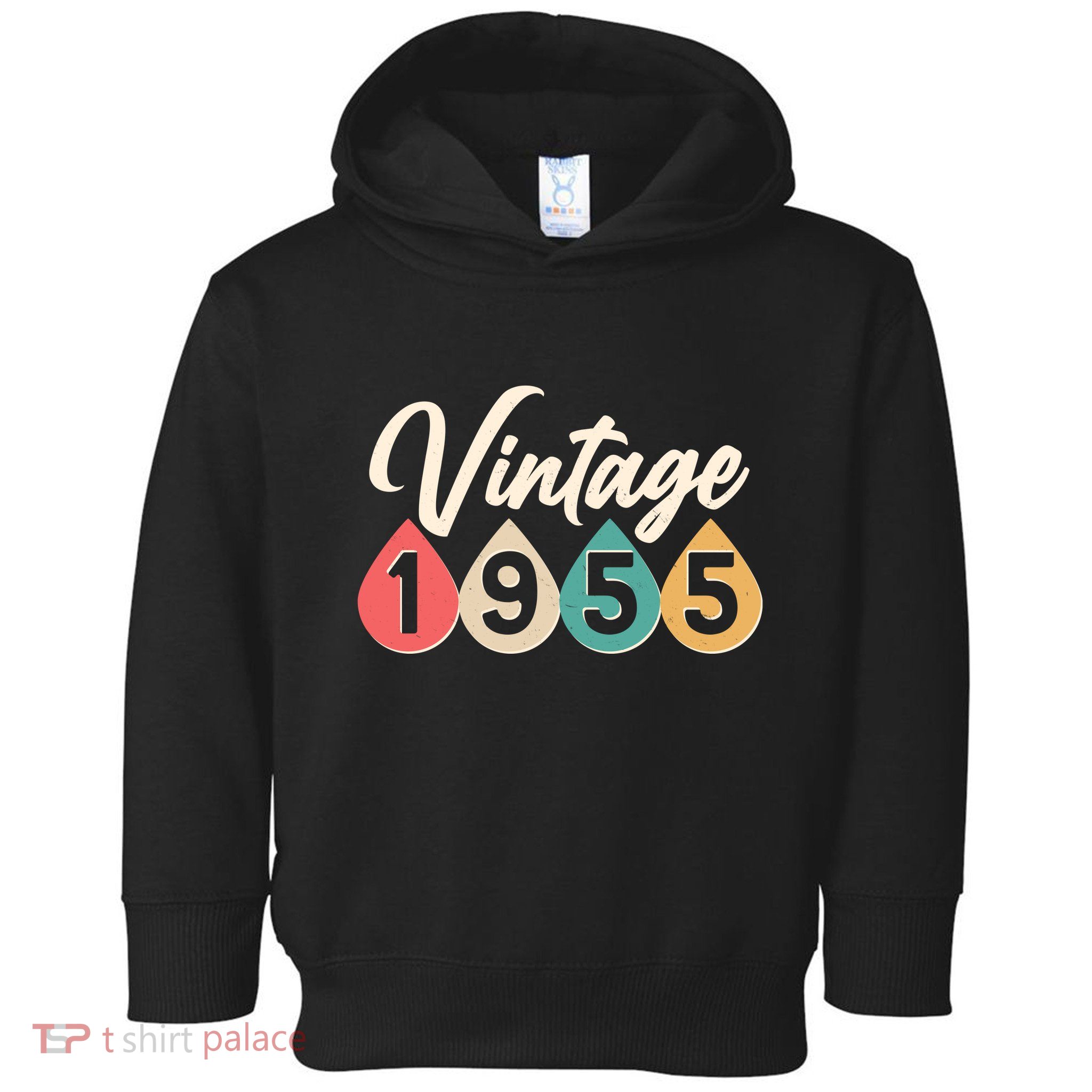 Vintage 1955 70th Birthday Retro Teardrop Design Toddler Hoodie