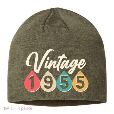 Vintage 1955 70th Birthday Retro Teardrop Design Sustainable Beanie