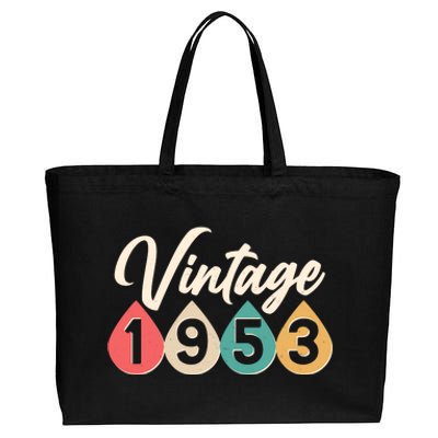 Vintage 1953 70th Birthday Retro Teardrop Design Cotton Canvas Jumbo Tote