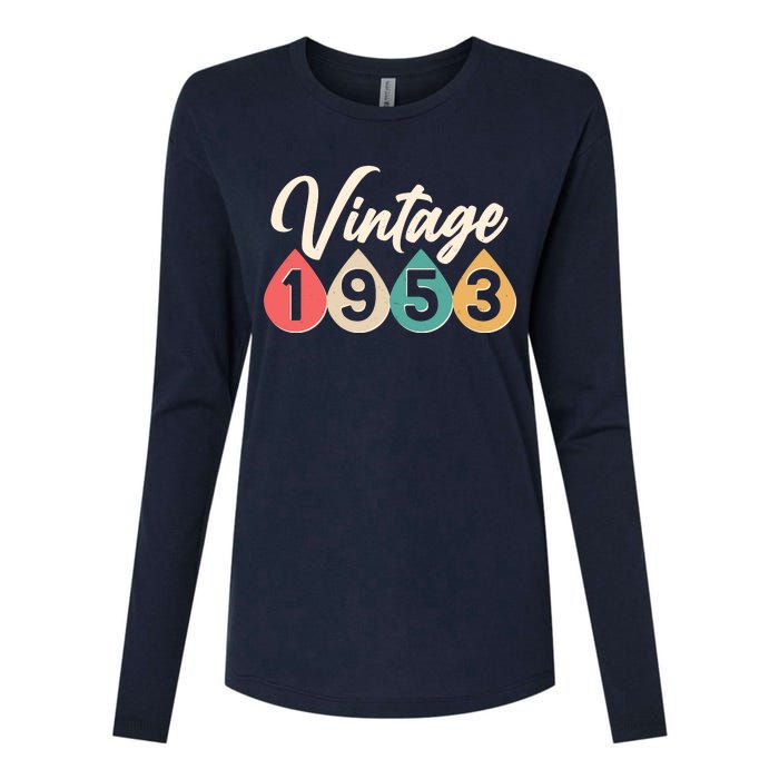 Vintage 1953 70th Birthday Retro Teardrop Design Womens Cotton Relaxed Long Sleeve T-Shirt