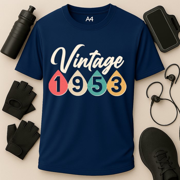 Vintage 1953 70th Birthday Retro Teardrop Design Performance Shirt