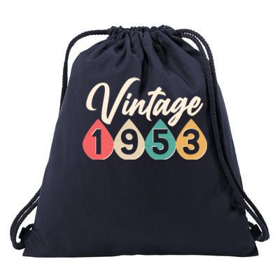 Vintage 1953 70th Birthday Retro Teardrop Design Drawstring Bag