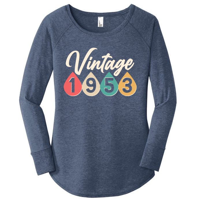 Vintage 1953 70th Birthday Retro Teardrop Design Women's Perfect Tri Tunic Long Sleeve Shirt