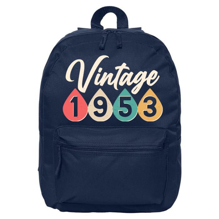 Vintage 1953 70th Birthday Retro Teardrop Design 16 in Basic Backpack