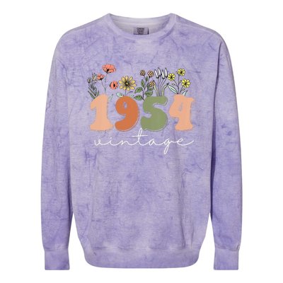 Vintage 1954 70th Birthday Wildflower Colorblast Crewneck Sweatshirt