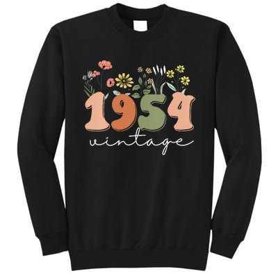 Vintage 1954 70th Birthday Wildflower Tall Sweatshirt