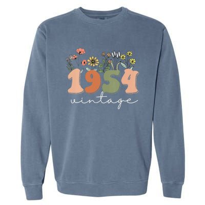 Vintage 1954 70th Birthday Wildflower Garment-Dyed Sweatshirt