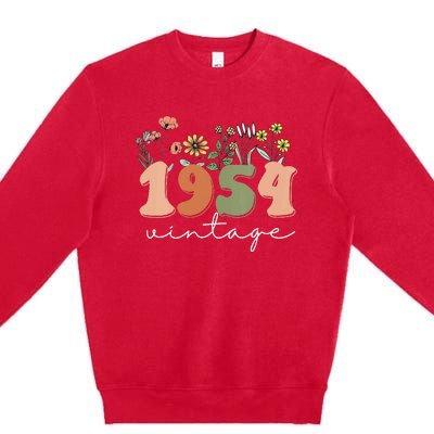 Vintage 1954 70th Birthday Wildflower Premium Crewneck Sweatshirt