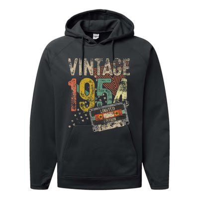 Vintage 1954 70th Birthday Gifts 70 Year Old Performance Fleece Hoodie