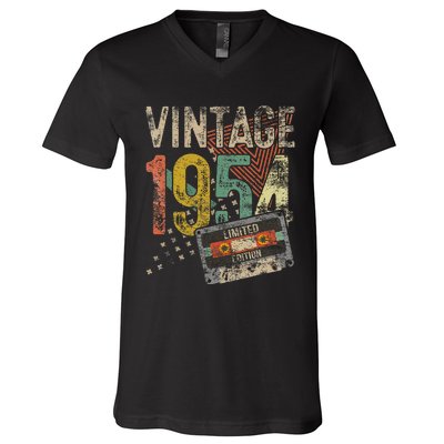 Vintage 1954 70th Birthday Gifts 70 Year Old V-Neck T-Shirt