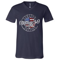 Vintage 1949 75th Birthday Gifts 75 Year Old V-Neck T-Shirt