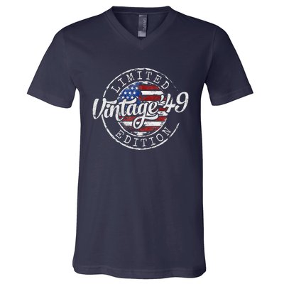 Vintage 1949 75th Birthday Gifts 75 Year Old V-Neck T-Shirt