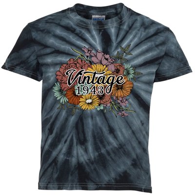 Vintage 1943 80 Year Old Sunflowers Floral 80th Birthday Kids Tie-Dye T-Shirt