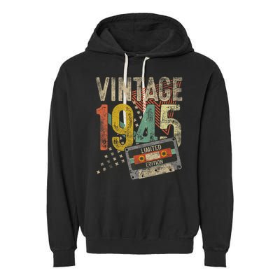 Vintage 1945 80th Birthday 80 Year Old Garment-Dyed Fleece Hoodie