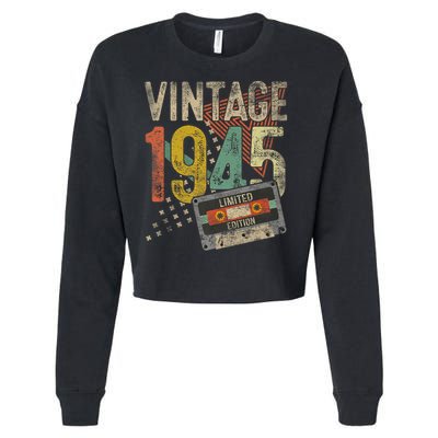 Vintage 1945 80th Birthday 80 Year Old Cropped Pullover Crew