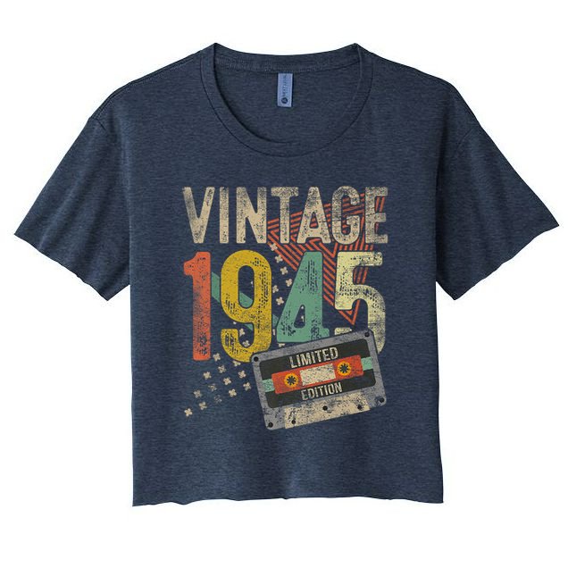 Vintage 1945 80th Birthday 80 Year Old Women's Crop Top Tee
