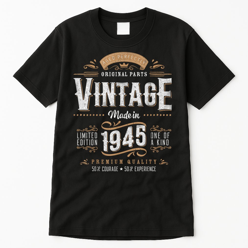 Vintage 1945 80th Birthday 80 Year Old Tall T-Shirt