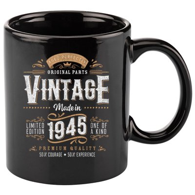 Vintage 1945 80th Birthday 80 Year Old 11oz C Handle Ceramic Mug
